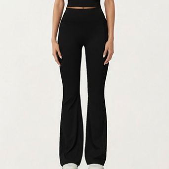Women's High Waist Flare Leg Athletic Pants with Smooth Stretch Fabric and Contoured Supportive Fit