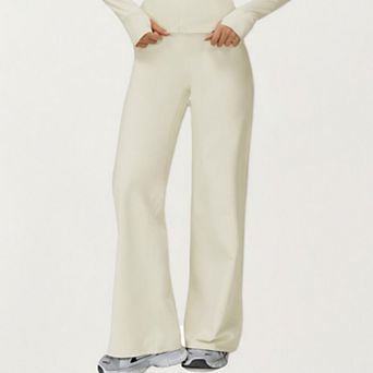 Women's High Waist Wide Leg Athletic Pants with Smooth Stretch Fabric and Relaxed Contoured Fit