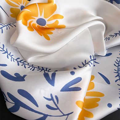 Women's Cute Scarf with Floral Print and Soft Glossy Finish 27×27 Inches