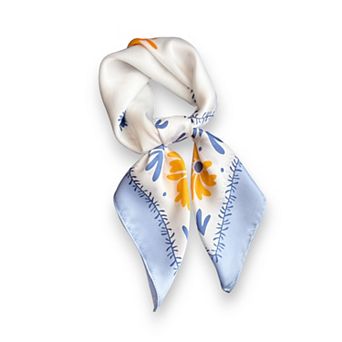 Women's Cute Scarf with Floral Print and Soft Glossy Finish 27×27 Inches