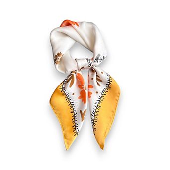 Women's Cute Scarf with Floral Print and Soft Glossy Finish 27×27 Inches