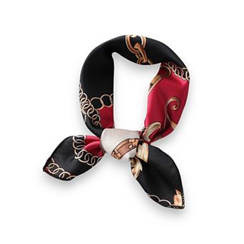 Women's Chain Print Satin Scarf with Luxury Inspired Design 20×20 Inches
