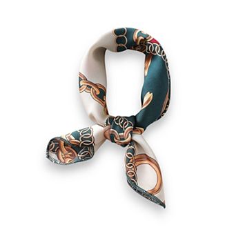 Women's Chain Print Satin Scarf with Luxury Inspired Design 20×20 Inches