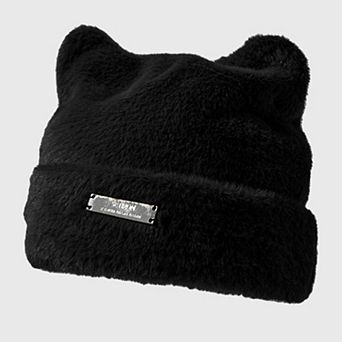 Women's Fuzzy Cat Ear Beanie - Soft Plush Winter Hat