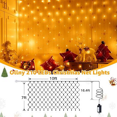 Ollny 210 LED 10*7ft Warm White Outdoor Net Lights