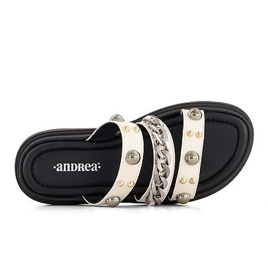Andrea Women's Triple Strap Chain Sandals 90841