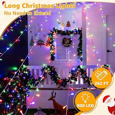 Ollny 800 LED 262ft Multicolor Christmas String Lights Clear Cable