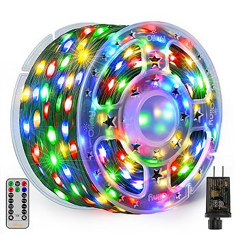 Ollny 600 LED 198ft Multicolor IP67 Waterproof Christmas Lights (Green Wire, Plug in, 8 Modes)