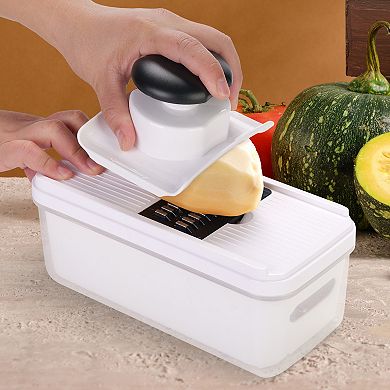 Cheer Collection Vegetable Slicer and Chopper with Seven Blades Multi Cutter with Storage Containe
