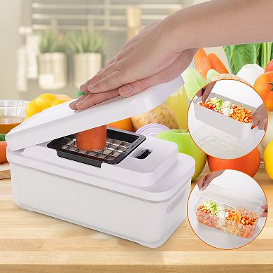 Cheer Collection Vegetable Slicer and Chopper with Seven Blades Multi Cutter with Storage Containe