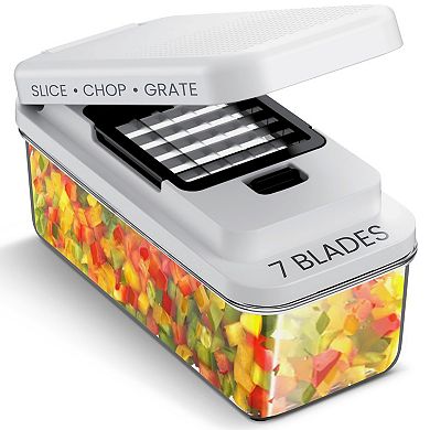 Cheer Collection Vegetable Slicer and Chopper with Seven Blades Multi Cutter with Storage Containe