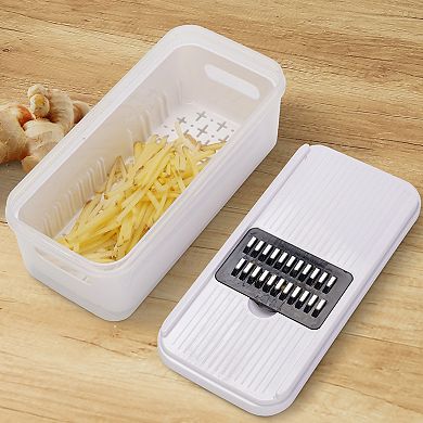 Cheer Collection Vegetable Slicer with Five Blades and Container Mandoline Multi Food Chopper