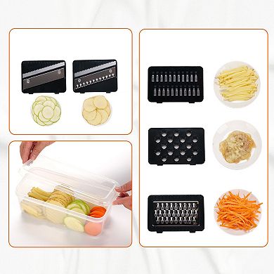 Cheer Collection Vegetable Slicer with Five Blades and Container Mandoline Multi Food Chopper