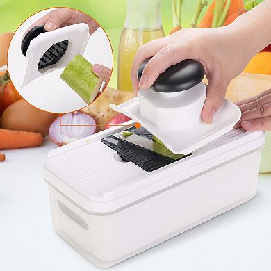 Cheer Collection Vegetable Slicer with Five Blades and Container Mandoline Multi Food Chopper