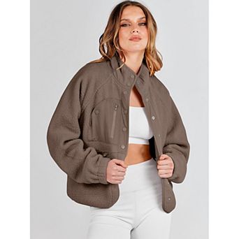 Women's Cozy Cropped Fleece Button