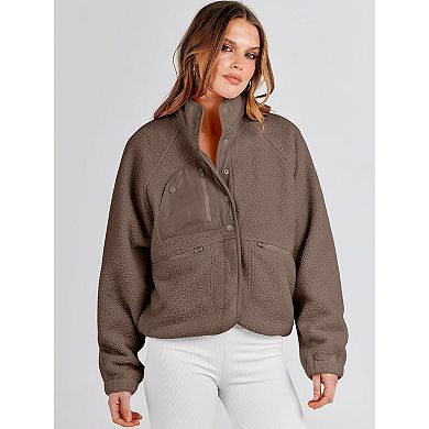 Women's Cozy Cropped Fleece Button