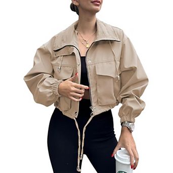 Women's Zip-Up Cropped Utility Jacket