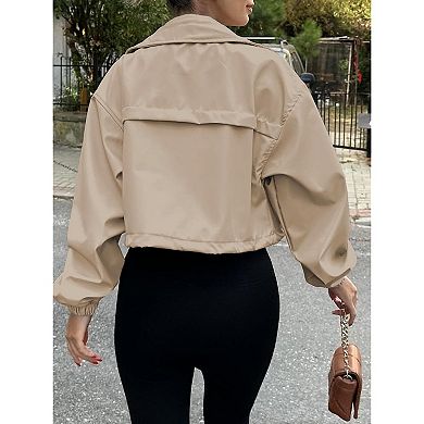Women's Zip-Up Cropped Utility Jacket