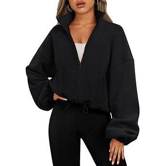 Women’s Cropped Sherpa Zip Hoodie Cozy Fall Outfit
