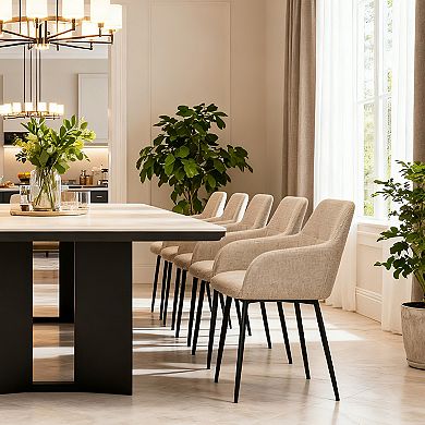 2 PCS Dining Chair Set, Modern Padded Kitchen Chairs With Backrest And Wide Seat