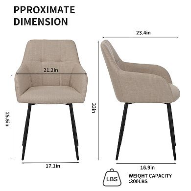 2 PCS Dining Chair Set, Modern Padded Kitchen Chairs With Backrest And Wide Seat