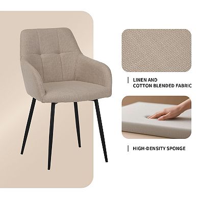 2 PCS Dining Chair Set, Modern Padded Kitchen Chairs With Backrest And Wide Seat