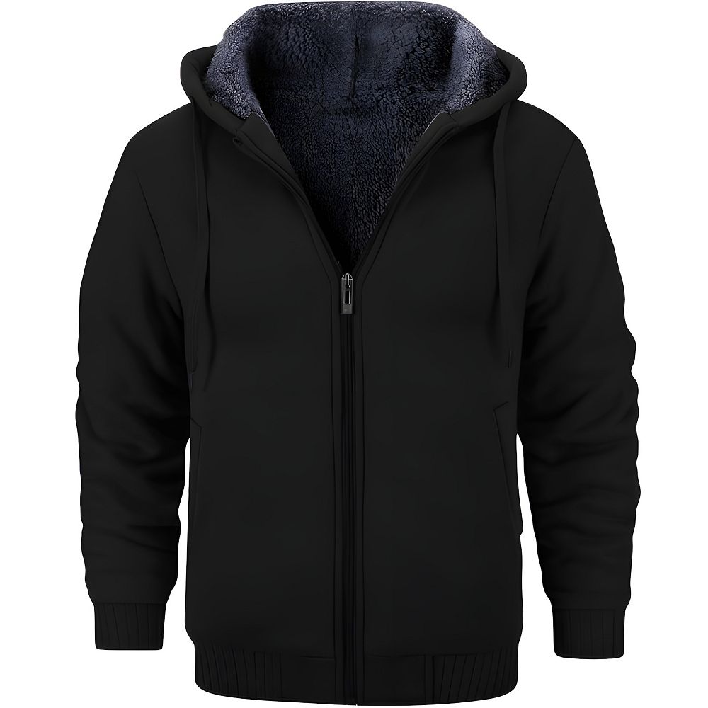 Men's Thick Fleece Zip-Up Hoodie Cozy Winter Jacket