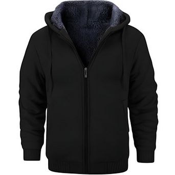 Men’s Thick Fleece Zip-Up Hoodie Cozy Winter Jacket