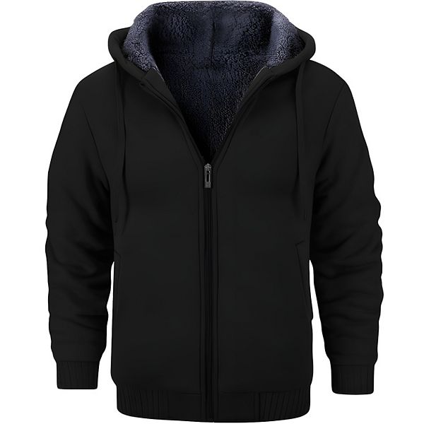 Men's Thick Fleece Zip-Up Hoodie Cozy Winter Jacket