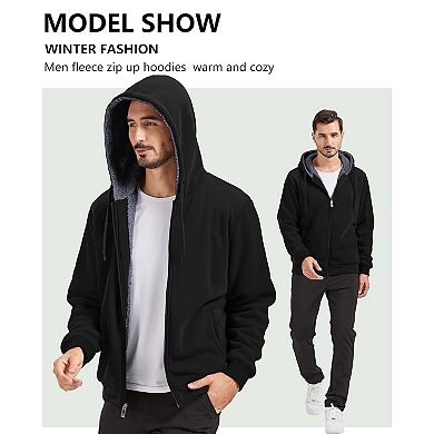 Men’s Thick Fleece Zip-Up Hoodie Cozy Winter Jacket
