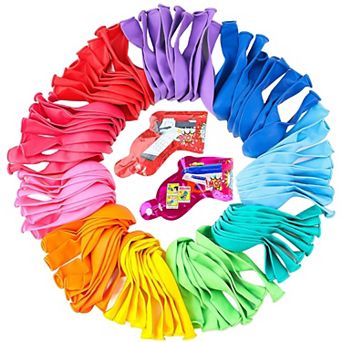 100 pc Assorted 12 Inch Rainbow Latex Balloons with Confetti for Birthday Baby Shower Decor