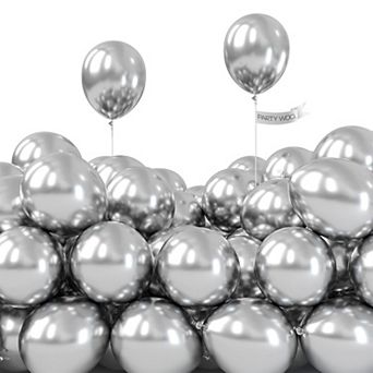 100 pc 5 Inch Metallic Silver Chrome Balloons for Graduation Wedding Baby Shower Party Decor