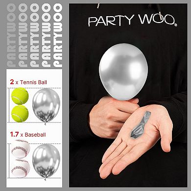 100 Pcs 5 Inch Metallic Silver Chrome Balloons for Graduation Wedding Baby Shower Party Decor