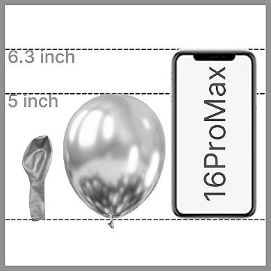 100 Pcs 5 Inch Metallic Silver Chrome Balloons for Graduation Wedding Baby Shower Party Decor