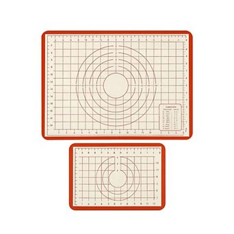 Red Non-Slip Silicone Pastry Mats, Large and Medium Sizes, 2-Pack Baking Set