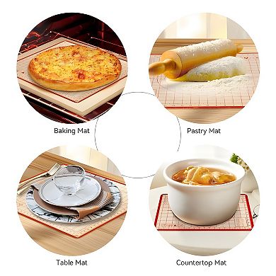 Red Non-Slip Silicone Pastry Mats, Large and Medium Sizes, 2-Pack Baking Set