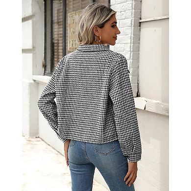 Women’s Plaid Button-Down Shacket Fall Fashion Top