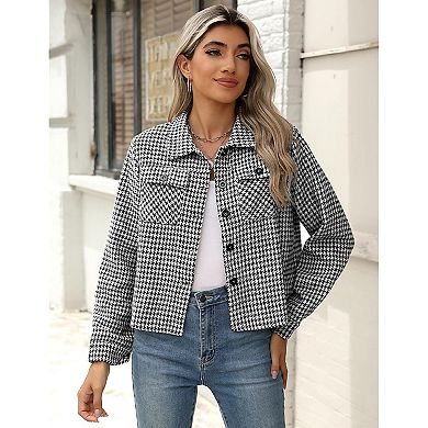 Women’s Plaid Button-Down Shacket Fall Fashion Top