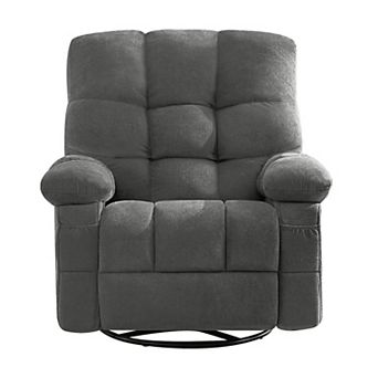 Fabric Swivel Manual Recliner with Massage and USB Port
