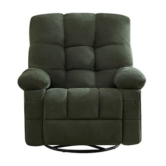 Fabric Swivel Manual Recliner with Massage and USB Port