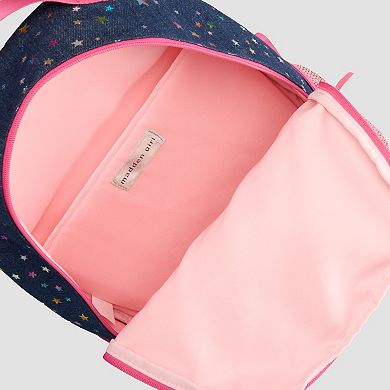 madden girl Denim Foil Star Backpack With Keychain Charm