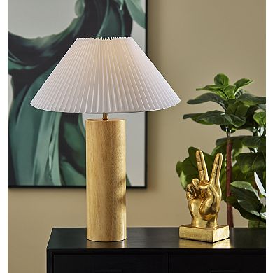 ADESSO Marta Table Lamp with Pleated Shade and Wood Base