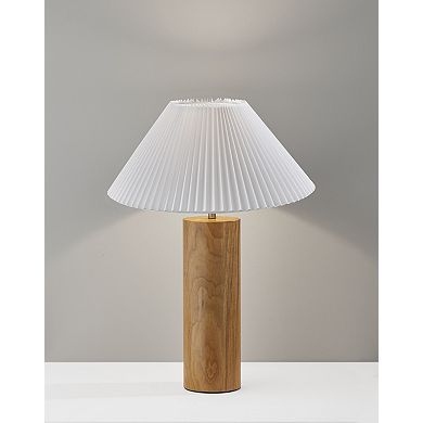 ADESSO Marta Table Lamp with Pleated Shade and Wood Base