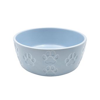 Laura Ashley Debossed Paw Pattern Ceramic Pet Bowl 7.5-Inch Diameter