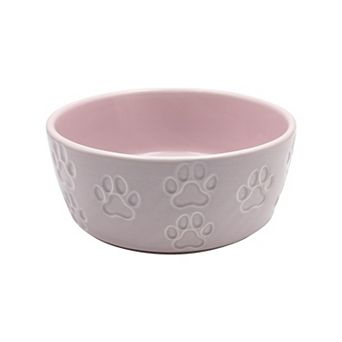 Laura Ashley Debossed Paw Pattern Ceramic Pet Bowl 7.5-Inch Diameter