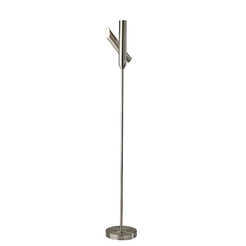 ADESSO Vega Torchiere Floor Lamp with Adjustable Arm, Brushed Silver
