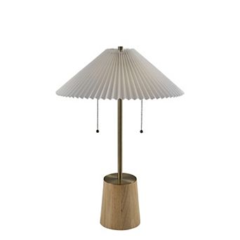 ADESSO Ophelia Dimmable Table Lamp with Pleated Shade and Wood Base