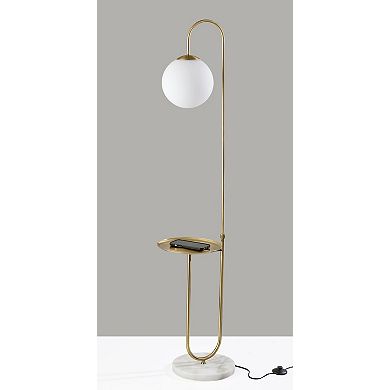 ADESSO Terra Shelf Floor Lamp with Marble Base & Adjustable Arm