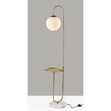 ADESSO Terra Shelf Floor Lamp with Marble Base & Adjustable Arm