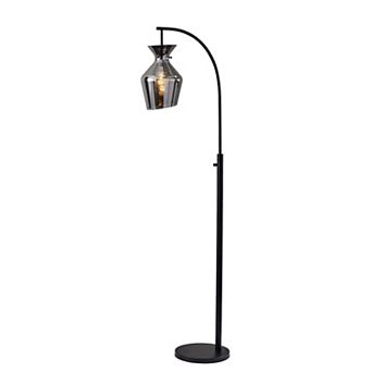 ADESSO Tate Floor Lamp with Adjustable Arm and Glass Shade